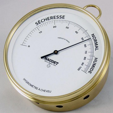Thermomètre hygromètre boitier laiton couleur or - Marie Galante