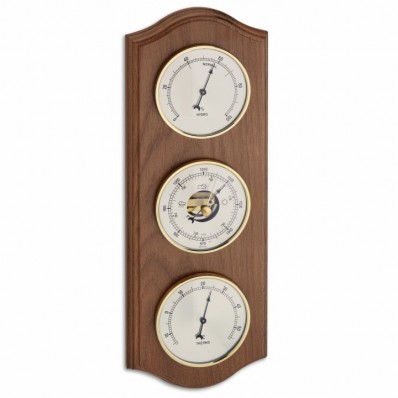 Station météorologique sur fond chene rustique