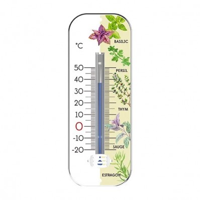 Thermomètre métal avec décor aromates